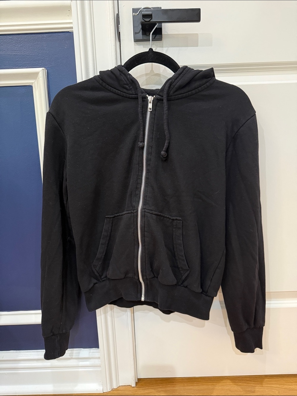 H&M Black Zip-Up Hooded Sweatshirt